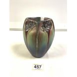 EARLY 20TH CENTURY ART NOUVEAU FRENCH VASE BY EUGINE BAUDIN, 18CMS (WHITE METAL AND CERAMIC)