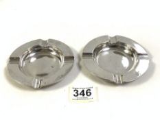 A PAIR OF HALLMARKED SILVER ASHTRAYS, LONDON 1921, MAKERS GOLDSMITHS AND SILVERSMITHS, 208 GRAMS