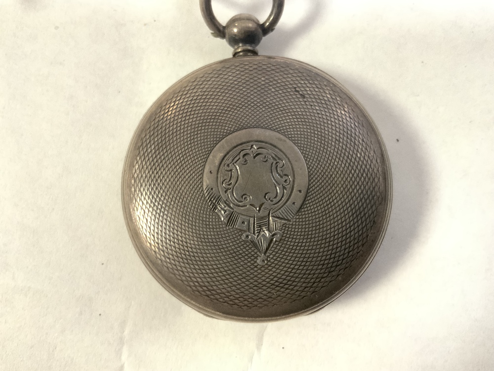 HALLMARKED SILVER KEY WIND POCKET WATCH WITH WHITE ENAMEL DIAL, MAKER COUSENS 796 IN CASE - Image 3 of 7