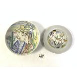TWO MID CENTURY PORTRAIT BOWLS BY CARL HENRY STALHANE FOR RORSTRAND 21.5 CM LARGEST