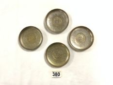 SET OF FOUR CHINESE FENG SHUI SILVER COIN CIRCULAR DISHES CHINESE ZODIAC SIGNS