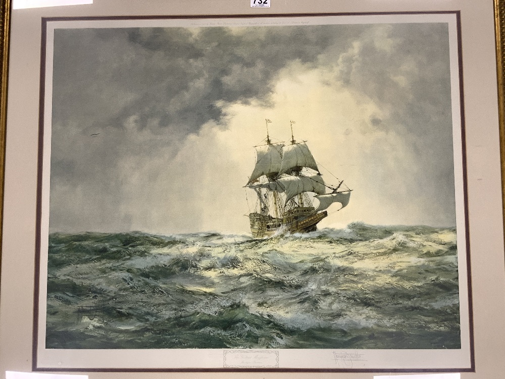 GILT FRAMED LIMITED EDITION PRINT - 'THE GALLANT MAYFLOWER' BY MONTAGUE DAWSON - SIGNED IN PENCIL BY - Image 2 of 7