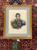 FRAMED COLOURED PRINT OF OFFICER PORTRAIT 'PONIATOWSKI' IN GILT FRAME, 29 X 38CMS