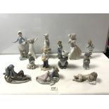 WEDGWOOD FIGURE 'PARTY TIME', THREE LLADRO FIGURES, AND SEVEN NAO FIGURES