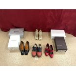 A PAIR OF KAREN MILLEN GOLD SANDLES SIZE 37, PAIR OF KURT GEIGER LADIES RED SHOES, SIZE 37, PAIR