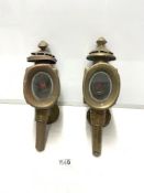 PAIR OF ANTIQUE BRASS CARRIAGE LAMPS
