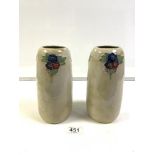 PAIR OF ROYAL DOULTON EARLY 20TH CENTURY VASES GIVEN TO THE MASONIC SOUTHWARK LODGE, 23CMS