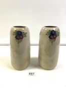 PAIR OF ROYAL DOULTON EARLY 20TH CENTURY VASES GIVEN TO THE MASONIC SOUTHWARK LODGE, 23CMS