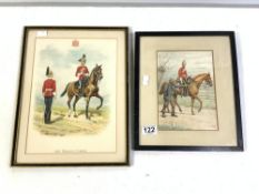 A SIGNED PICTURE OF DRAGON GUARDS, 15 X 22CMS AND ANOTHER PRINT OF THE DRAGOON GUARDS