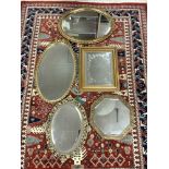 FIVE MIXED VINTAGE GILDED MIRRORS
