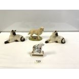 PAIR ROYAL DOULTON CATS, A 2003 ROYAL DOULTON GOLDEN RETRIEVER FROM THE GUN DOG COLLECTION, AND A