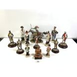 HAND-PAINTED FIGURES OF CRUSADERS, AND PORCELAIN FIGURES OF SOLDIERS FROM NAPOLEONIC WAR