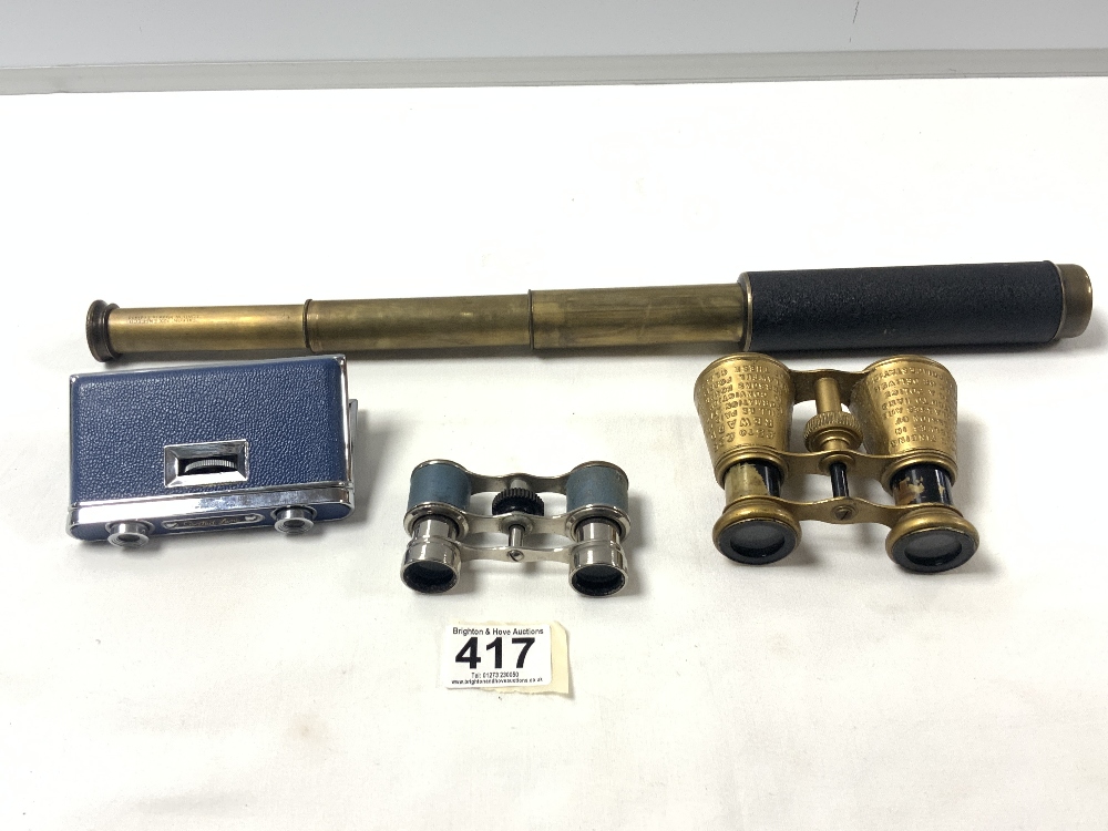 TWO DRAWER TELESCOPE 'FALCON' ENBEE CO LONDON MADE, THREE PAIRS OPERA GLASSES - Image 2 of 4