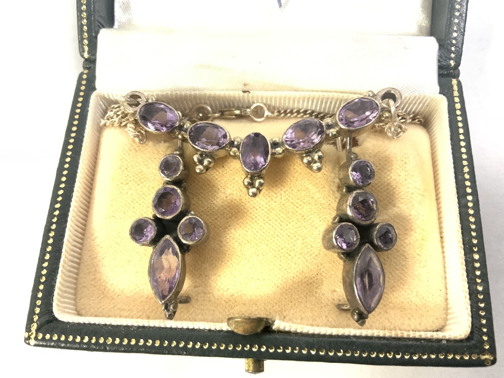 SILVER AND AMETHYST STONE SET NECKLACE AND PAIR OF EARRINGS - Image 5 of 6