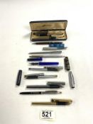 TWO SHEAFFER FOUNTAIN PENS,WATERMAN FOUNTAIN PEN AND A QUANTITY OF OTHER PENS