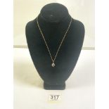 375 MARKED CHAIN AND SAPPHIRE PENDANT, 1.7 GRAMS