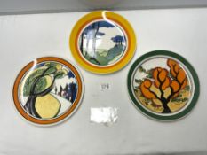 THREE CLARICE CLIFF PATTERN BY WEDGWOOD, CABINET PLATES - LIMITED EDITION