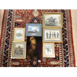 FIVE MILITARY-RELATED PRINTS AND A TAPESTRY SOLDIER PORTRAIT