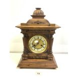 LATE VICTORIAN CARVED WALNUT MANTEL CLOCK MOVEMENT STRIKING ON TWO GONGS