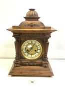 LATE VICTORIAN CARVED WALNUT MANTEL CLOCK MOVEMENT STRIKING ON TWO GONGS