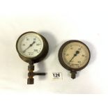 TWO VINTAGE POUNDS AND PRESSURE METERS, ONE BY DEWRANCE - LONDON