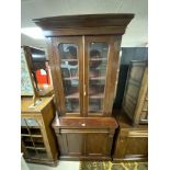 VICTORIAN MAHOGANY CHIFFONIER BOOKCASE, WITH TWO GLAZED AND TWO PANELLED DOORS