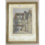 WATERCOLOUR OF FRENCH BUILDING - CLOITRE ST MACLOV SIGNED GEORGE DOWNING, 30 X 40CMS