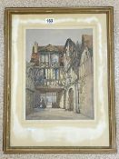 WATERCOLOUR OF FRENCH BUILDING - CLOITRE ST MACLOV SIGNED GEORGE DOWNING, 30 X 40CMS