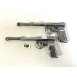 TWO VINTAGE T.J HARRTINGTON AND SON FINISH CHROME GAT GUNS