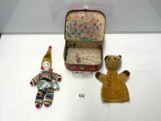 ORIGINAL SOOTY HAND PUPPET WITH A DOLL AND TOY SUITCASE