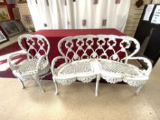 CAST IRON ORNATE TWO-SEATER GARDEN SEAT WITH MATCHING CHAIR