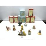 QUANTITY OF BUNNYKINS ROYAL DOULTON MOST BOXED WITH A CUTGLASS PAPERWEIGHT