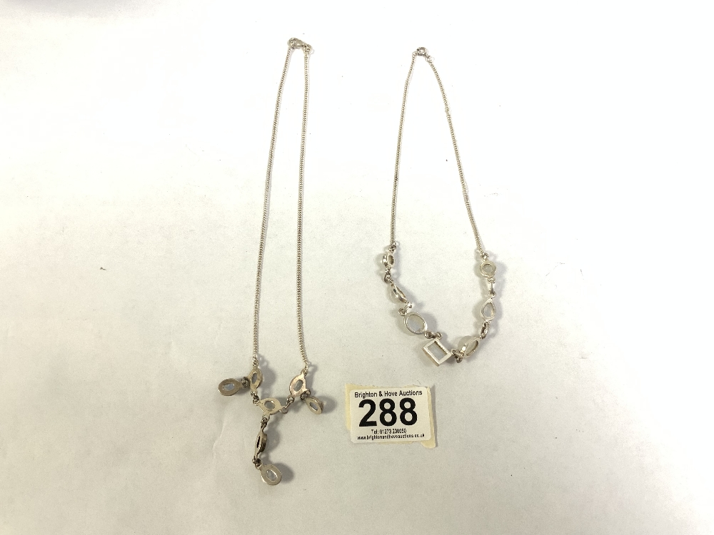 TWO MOONSTONE SET SILVER NECKLACES, ONE STAMPED 925 - Image 3 of 5