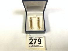 PAIR OF 18CT GOLD, DIAMOND AND PEARL DROP EARRINGS