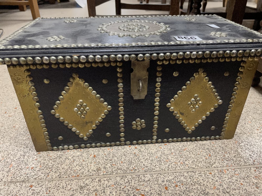 MIDDLE EASTERN STYLE BOX WITH BRASS DETAILING STUDS, 42 X 23 X 20CMS - Image 3 of 4