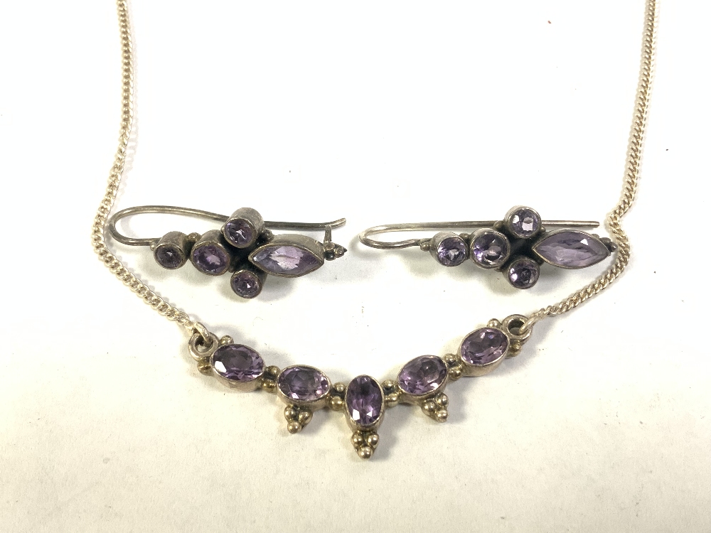 SILVER AND AMETHYST STONE SET NECKLACE AND PAIR OF EARRINGS - Image 2 of 6