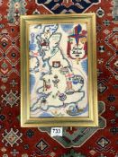 FRAMED NEEDLEWORK - 'FESTIVAL OF BRITAIN 1951', 20 X 33CMS