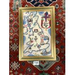 FRAMED NEEDLEWORK - 'FESTIVAL OF BRITAIN 1951', 20 X 33CMS