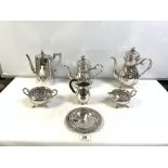 FOUR-PIECE, SILVER-PLATED TEA AND COFFEE SET, AND OTHER PLATED WARES
