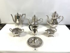 FOUR-PIECE, SILVER-PLATED TEA AND COFFEE SET, AND OTHER PLATED WARES