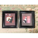 PAIR OF FRAMED PRINTS OF JAZZ ARTISTS, 17 X 16CMS