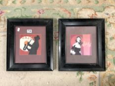 PAIR OF FRAMED PRINTS OF JAZZ ARTISTS, 17 X 16CMS