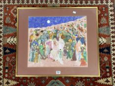 F. E WORCESTER -1978 WATERCOLOUR OF EASTERN WEDDING SCENE, 54 X 46CMS