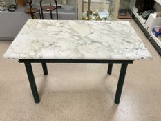 A MODERN WHITE MARBLE TOP KITCHEN WORK TABLE 130X80X78CMS