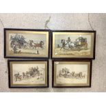 FOUR FRAMED WATERCOLOURS OF COACHING SCENES - BRIGHTHELMSTONE, FLY, INDISTINCTLY SIGNED LEONNARDO,