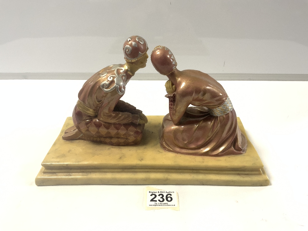 ART DECO PAINTED COMPOSITION GROUP OF TWO KNEELING LADIES ON A BASE, 31CMS - Image 2 of 4