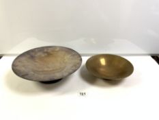 A JUST ANDERSON DENMARK MID-CENTURY BRONZE COMPORT - MAKERS STAMP AND LB 1696, 25CMS DIAMETER, AND A