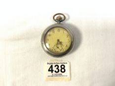 VICTORIAN 800 MARKED SILVER BACKED POCKET WATCH IN A PLATED OUTER CASE (DIAL A/F)