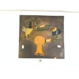 STIG LINDBERG 'GIRL WITH A BIRD' GUSTAVSBERG WALL PLAQUE (A/F), 40 X 38CMS