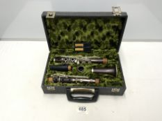 VINTAGE ROSEWOOD CLARINET IN FITTED CASE BY J. H EBLEWHITE - LONDON